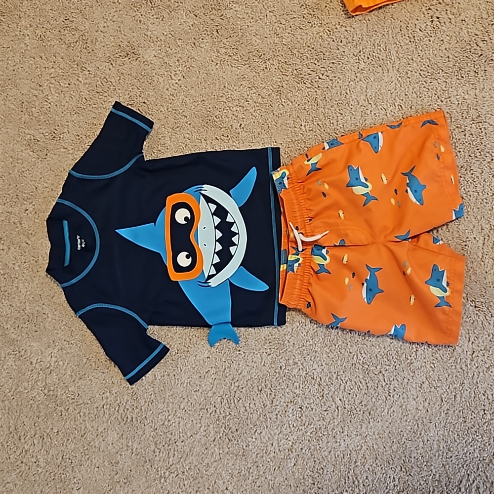 Carter's boys 4T swim trunks & rash guard set
